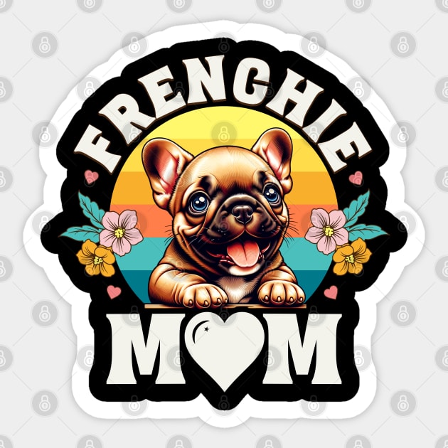 Colorful Frenchie Mom Retro Sunset Dog Lover Mother's Day Sticker by JJDezigns